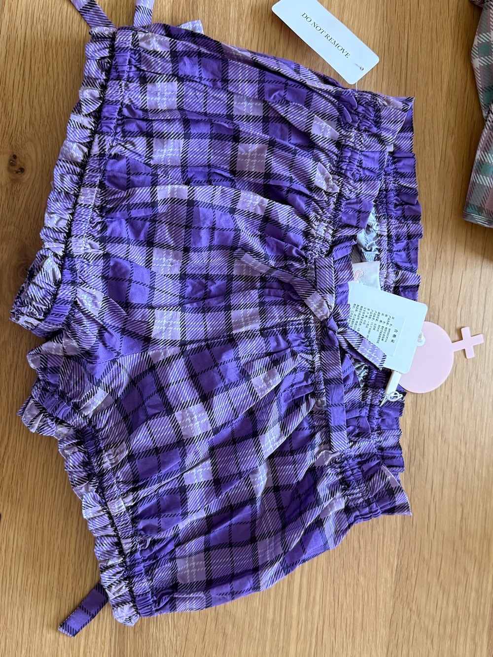 Selkie Purple Plaid High-Waist Women’s Shorts